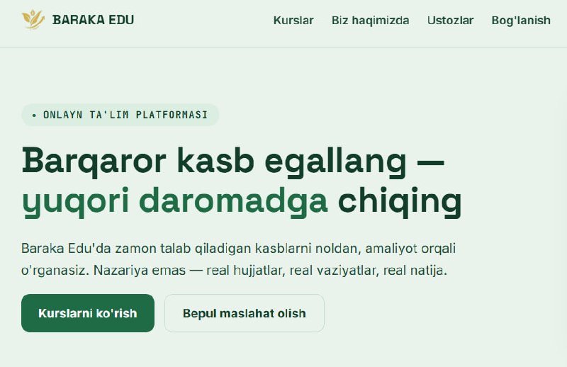 Yangi kasb — yangi imkoniyatlar! — O'zbekiston